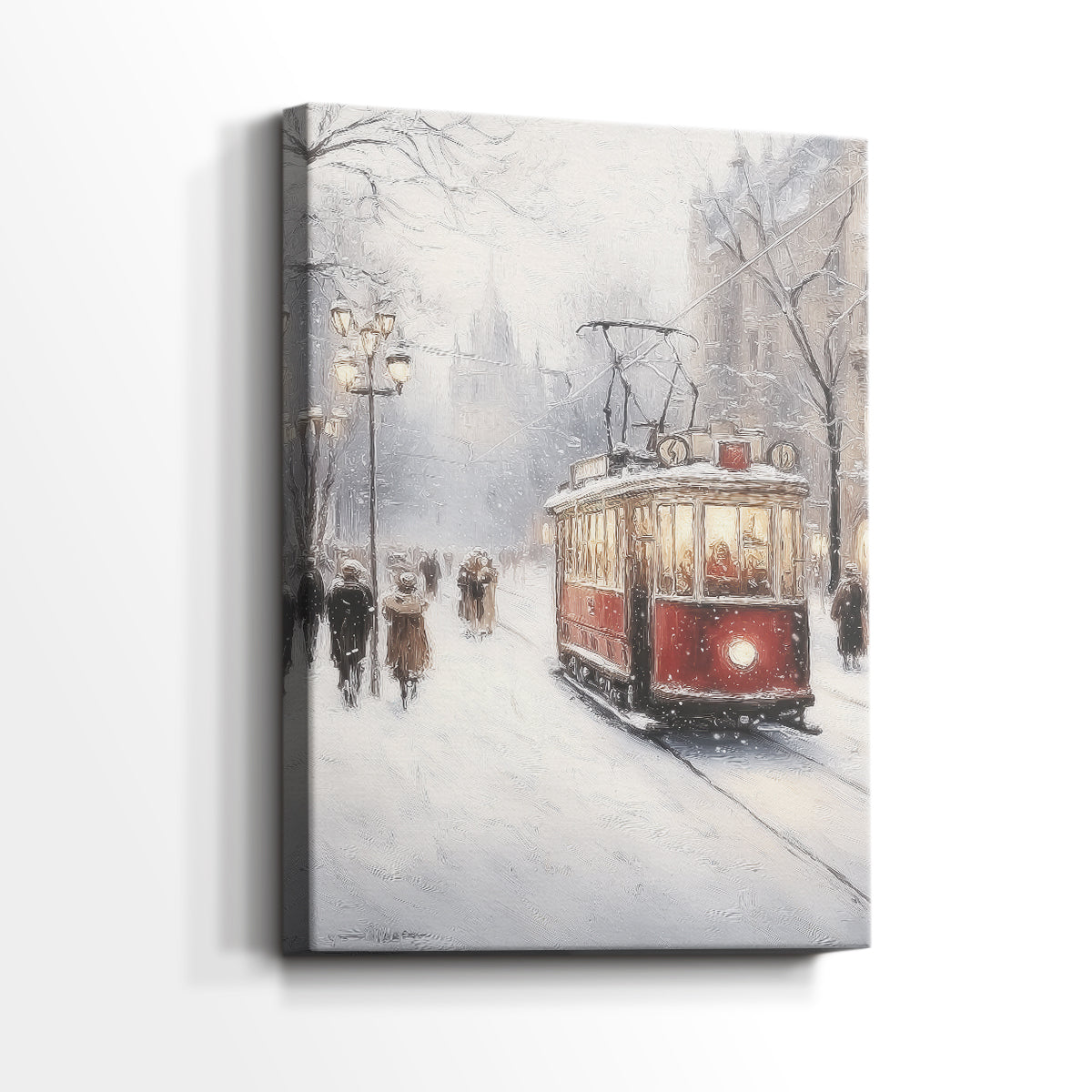 Frostlit Dawn Hearth - Canvas Art Print