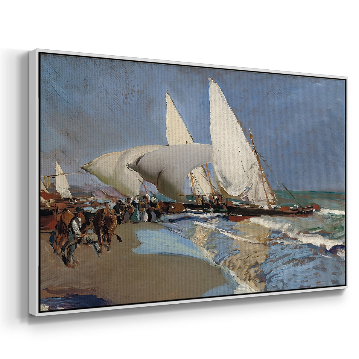 The Beach at Valencia, 1908 - Floater Framed Canvas Print