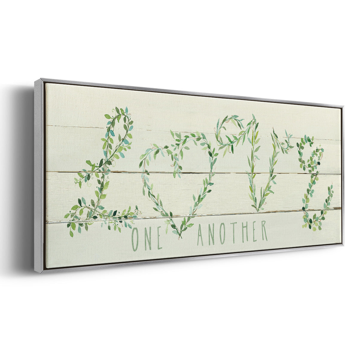 Shiplap Vines Love - Floater Framed Canvas Print