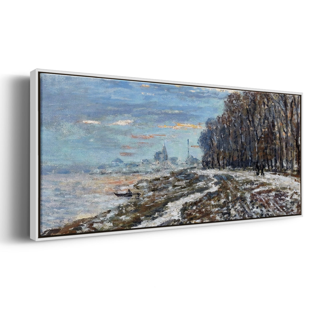 The Promenade at Argenteuil, Winter's Evening, 1875 - Floater Framed Canvas Print