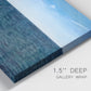 Close-up view of wrapped canvas corner featuring open water landscape with wide horizon.