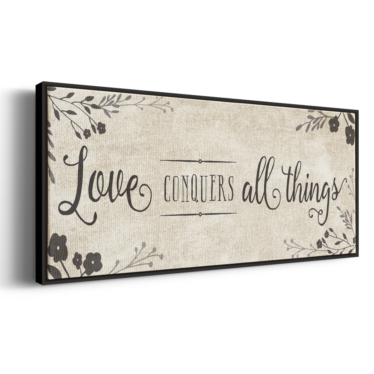 Love Conquers - Floater Framed Canvas Print