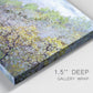Close-up view of wrapped canvas corner featuring spring orchard in full bloom.