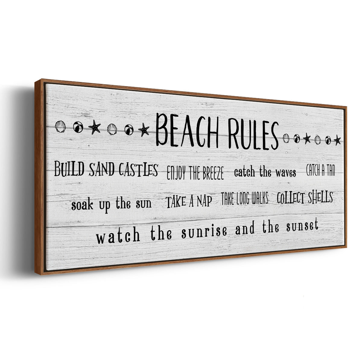 Rules of the Beach - Floater Framed Canvas Print