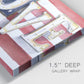 Close-up view of wrapped canvas corner featuring patriotic rustic typography art.
