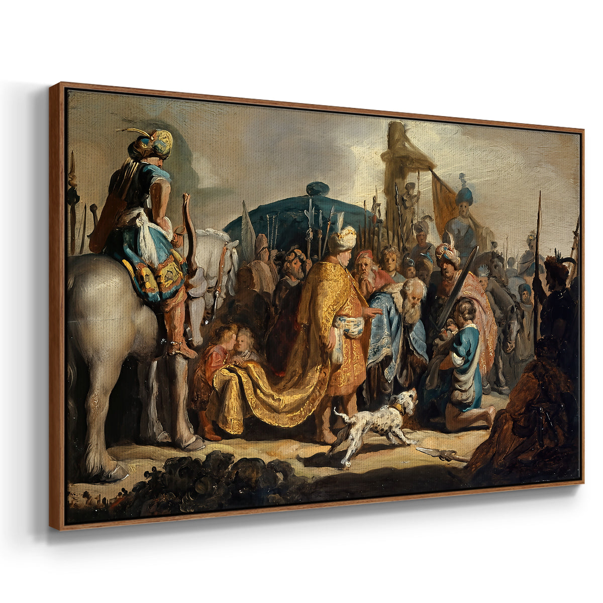 David with Goliath's Head in front of Saul, for Rembrandt, 1627 - Floater Framed Canvas Print