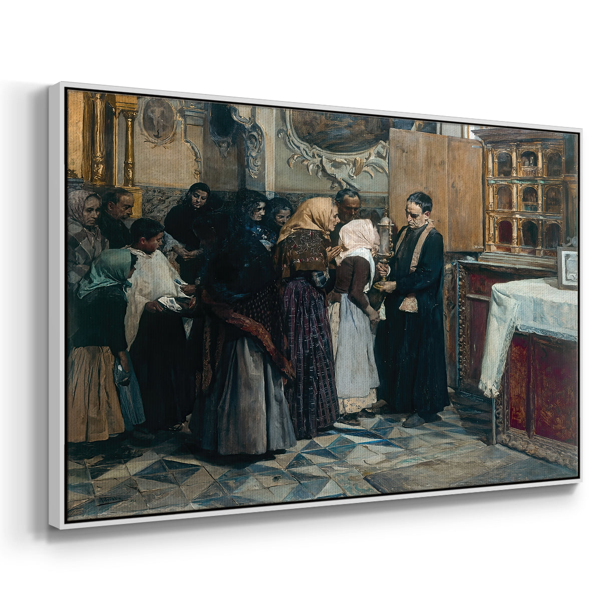 Kissing the Relic, 1893 - Floater Framed Canvas Print