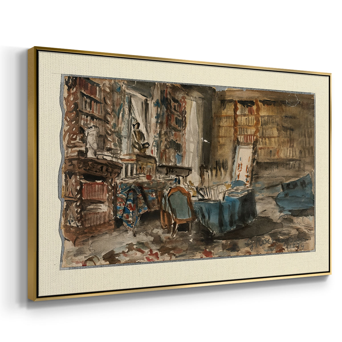 Cabinet de Flaubert à Croisset, 1874 - Floater Framed Canvas Print