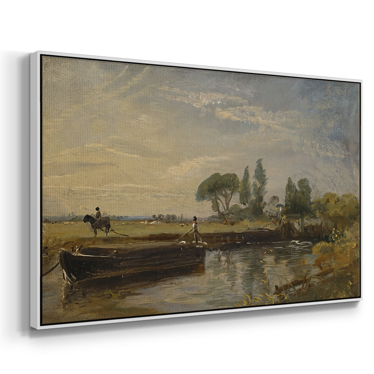 Barge below Flatford Lock, c. 1810 - Floater Framed Canvas Print