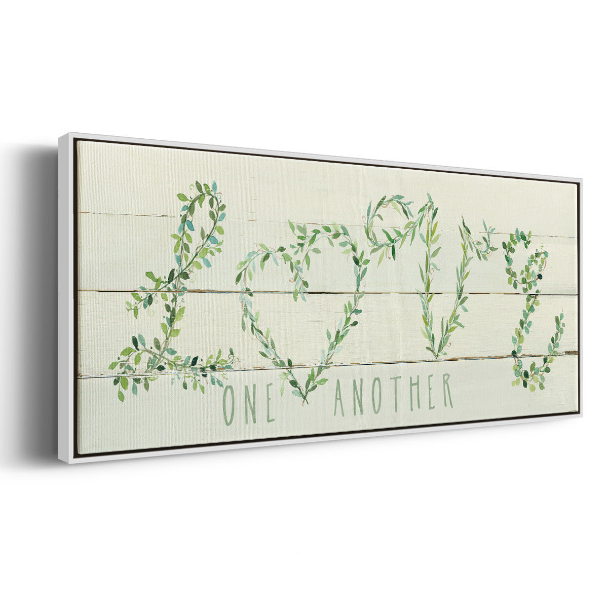 Shiplap Vines Love - Floater Framed Canvas Print