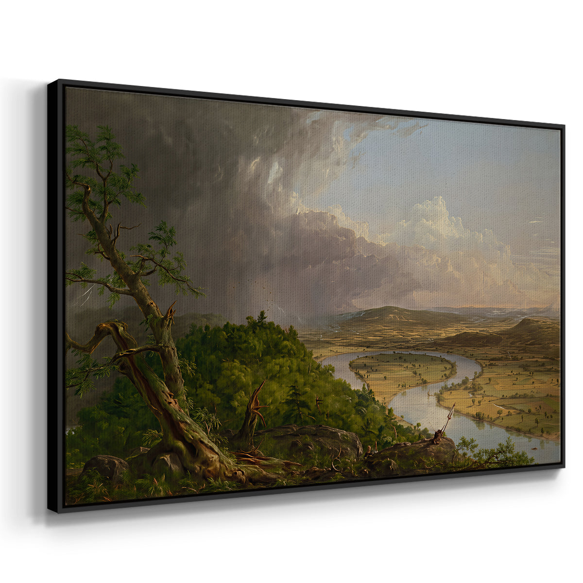 View from Mount Holyoke, Northampton, Massachusetts, after a Thunderstorm (Oxbow), 1836 - Floater Framed Canvas Print