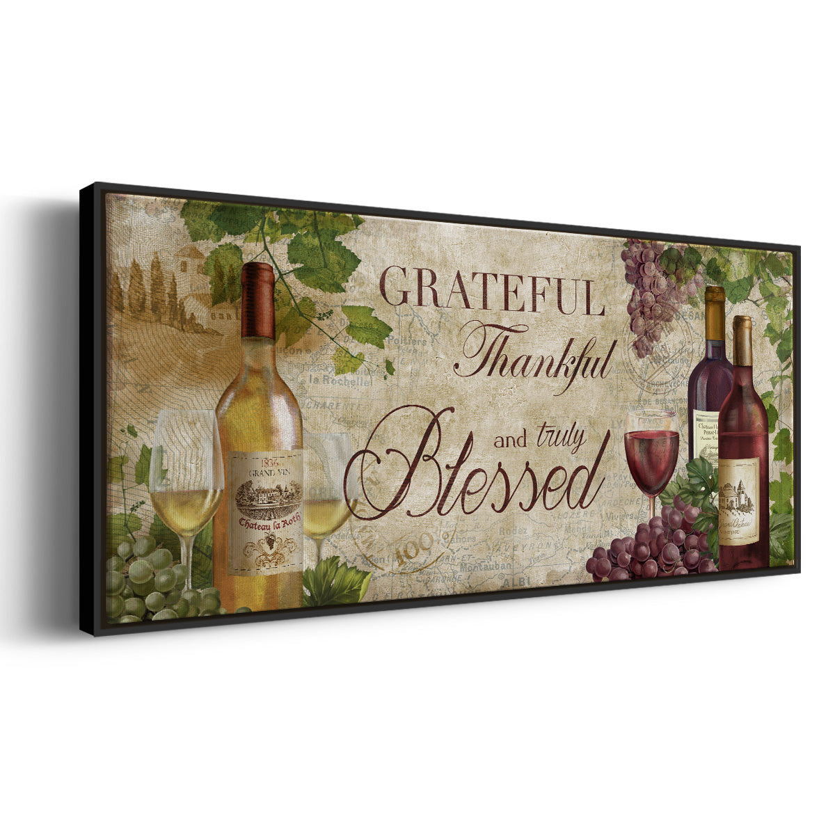 Grateful Wine - Floater Framed Canvas Print