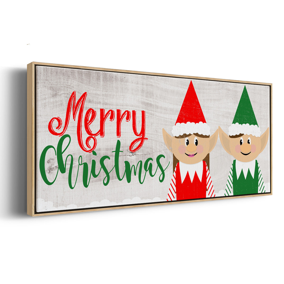 Christmas Elf Couple - Floater Framed Canvas Print