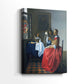 Side view of a canvas art print of a refined composition with subtle interaction and detail, showing gallery-wrapped depth.