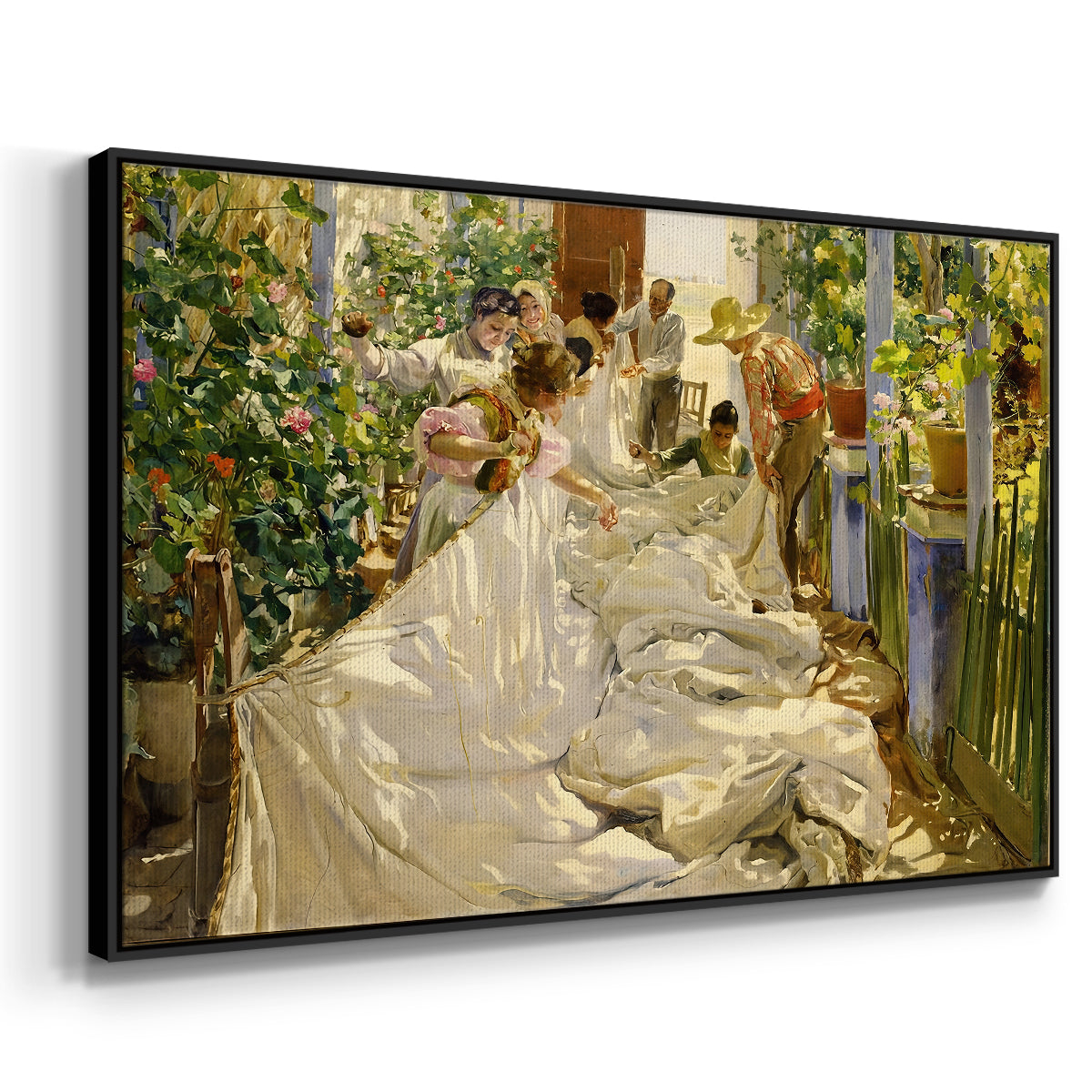 Sewing the Sail, 1896 - Floater Framed Canvas Print