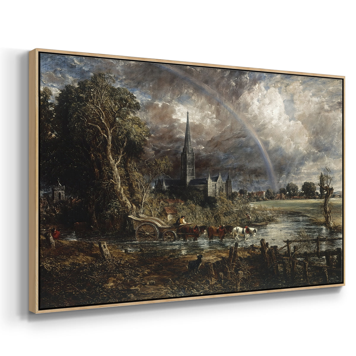 Salisbury Cathedral from the Meadows (Detail), 1831 - Floater Framed Canvas Print
