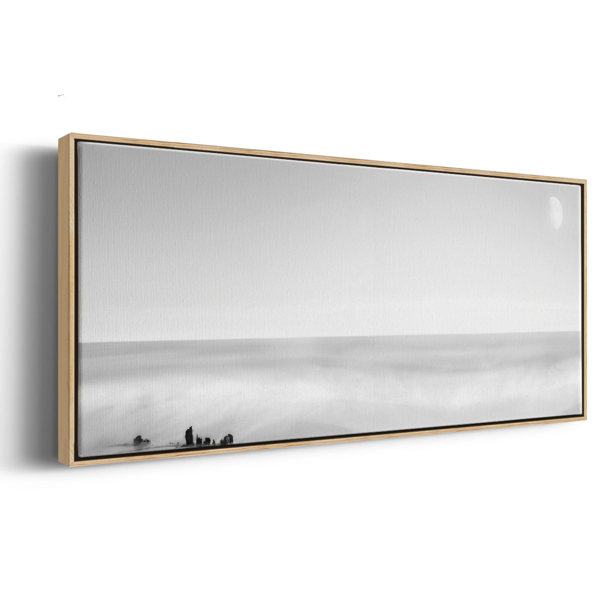 Black & White Water Panel XIV - Floater Framed Canvas Print