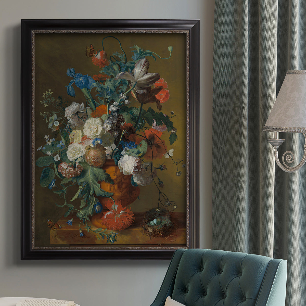 Flowers in an Urn - Ornate Framed Canvas Print