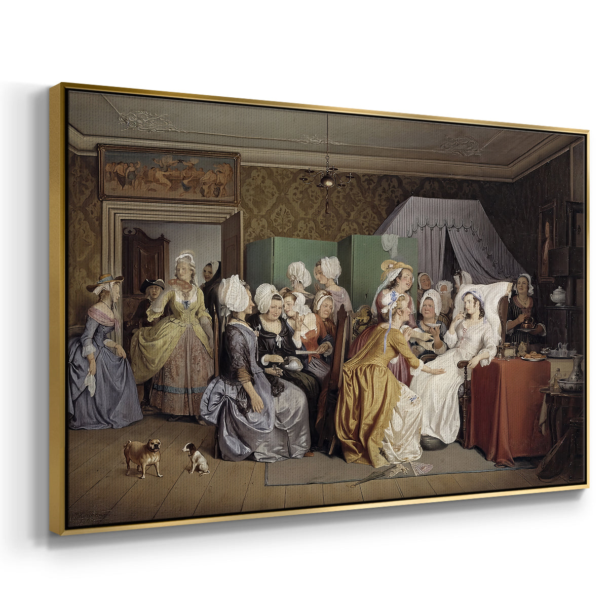 The Maternity Room (Scene from "Barselstuen"), 1845 - Floater Framed Canvas Print