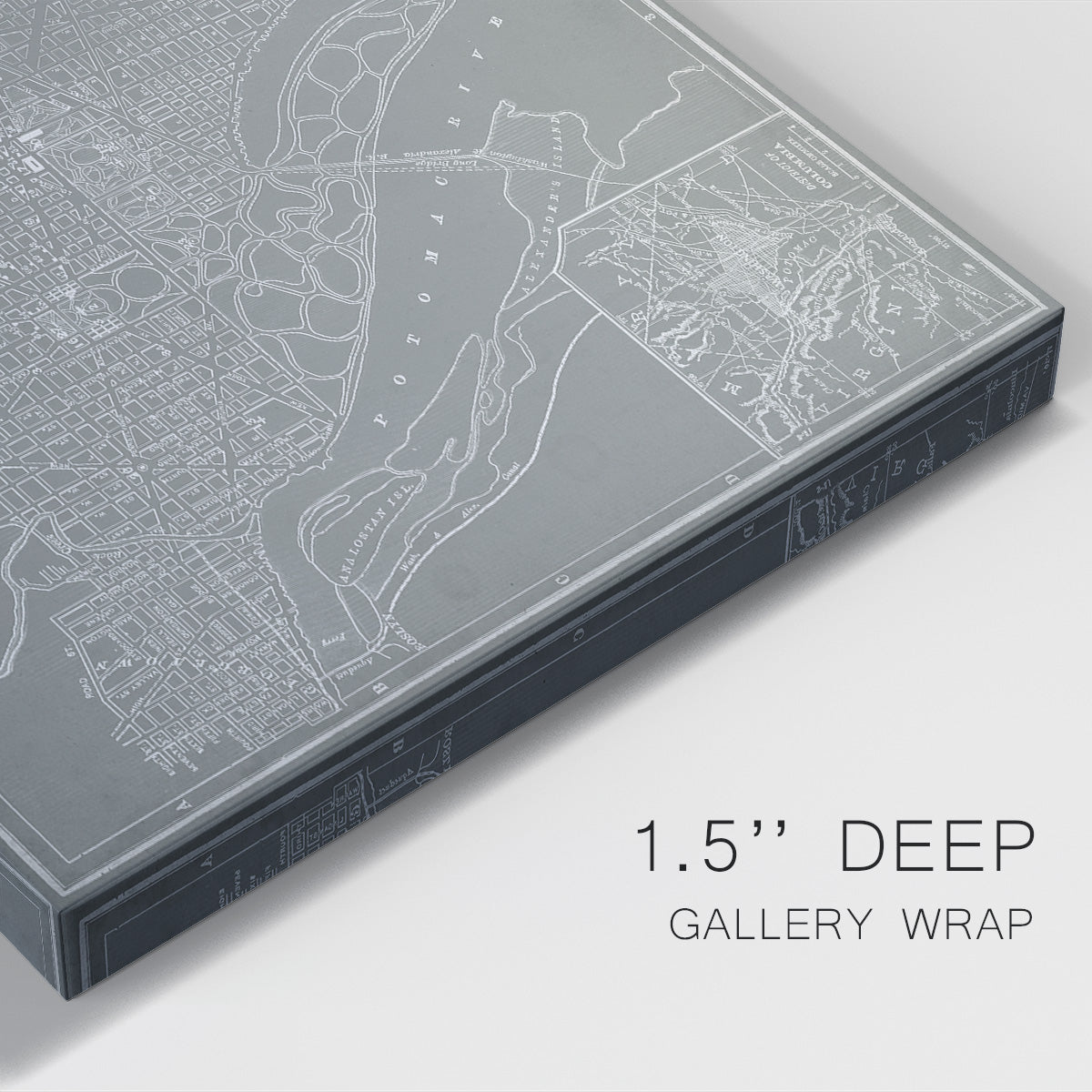 City Map of Washington  D.C. Premium Gallery Wrapped Canvas - Ready to Hang