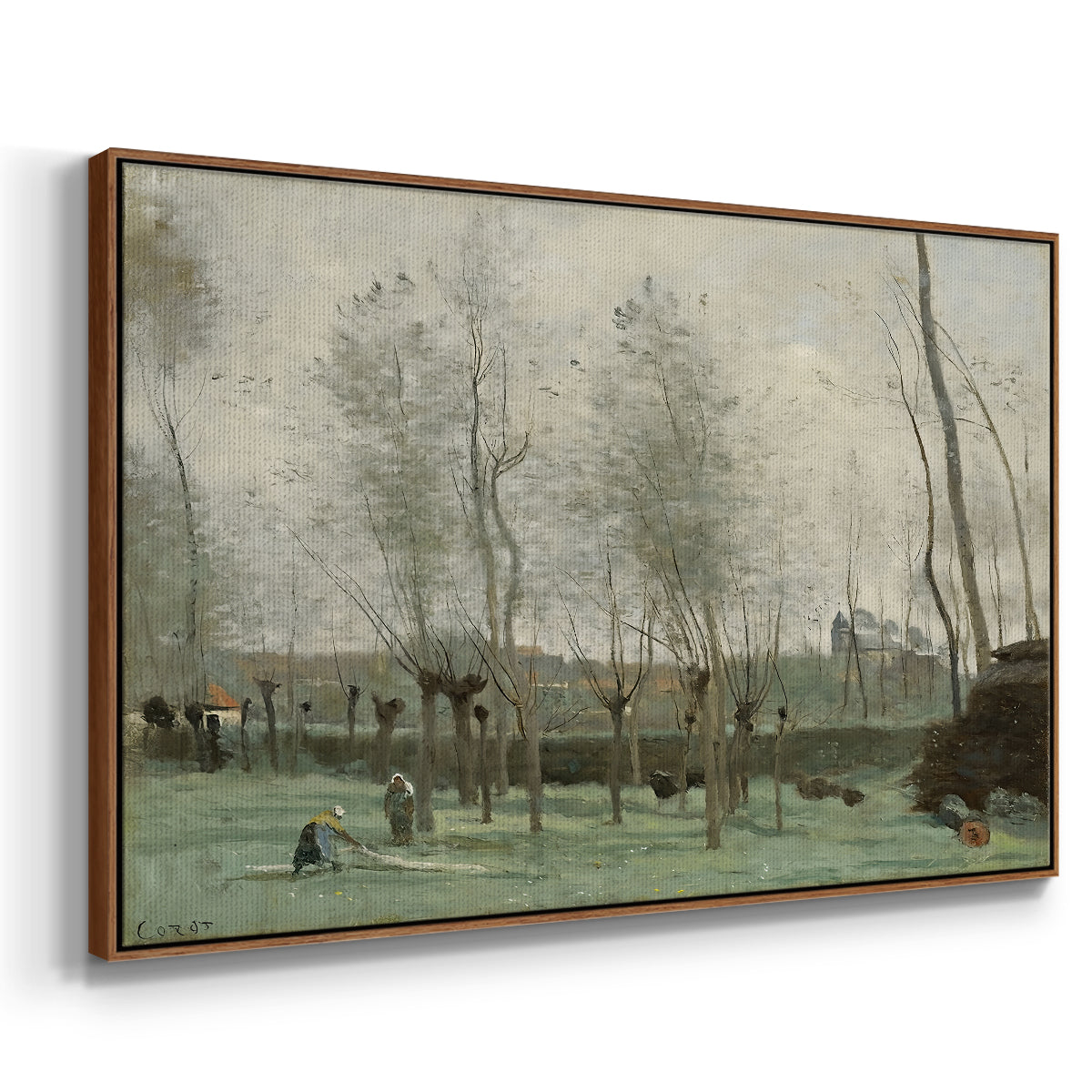 Washerwomen in a Willow Grove, c. 1871 - Floater Framed Canvas Print