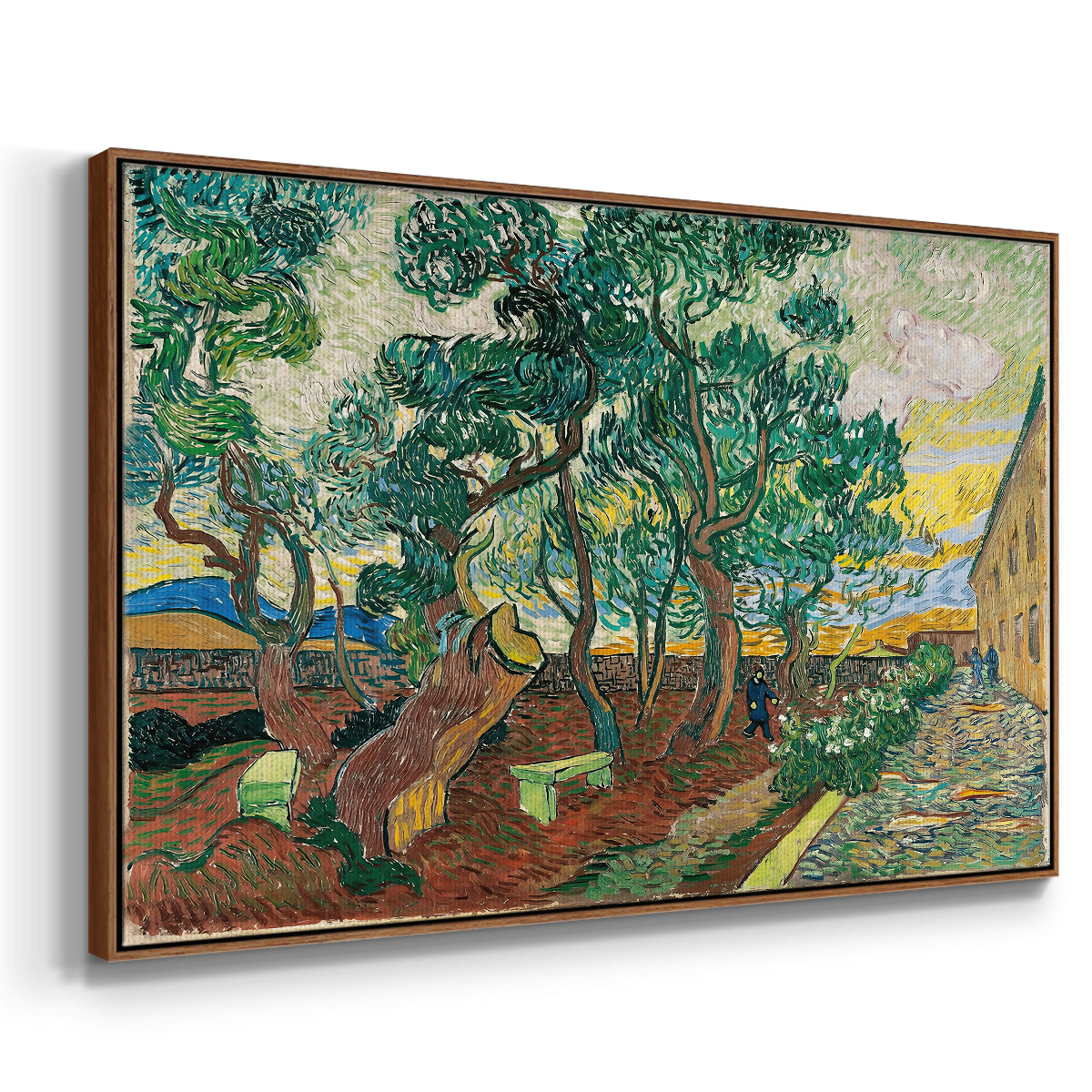 The Garden of Saint-Paul Hospital, 1889 - Floater Framed Canvas Print