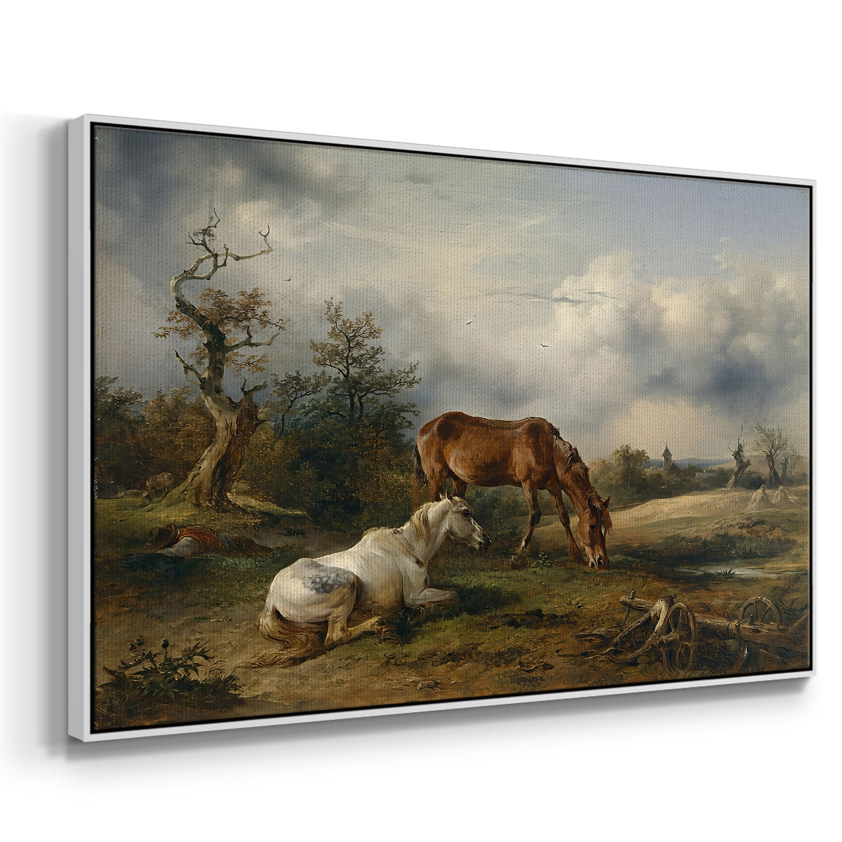 Two Horses on the Pasture, c. 1825 - Floater Framed Canvas Print