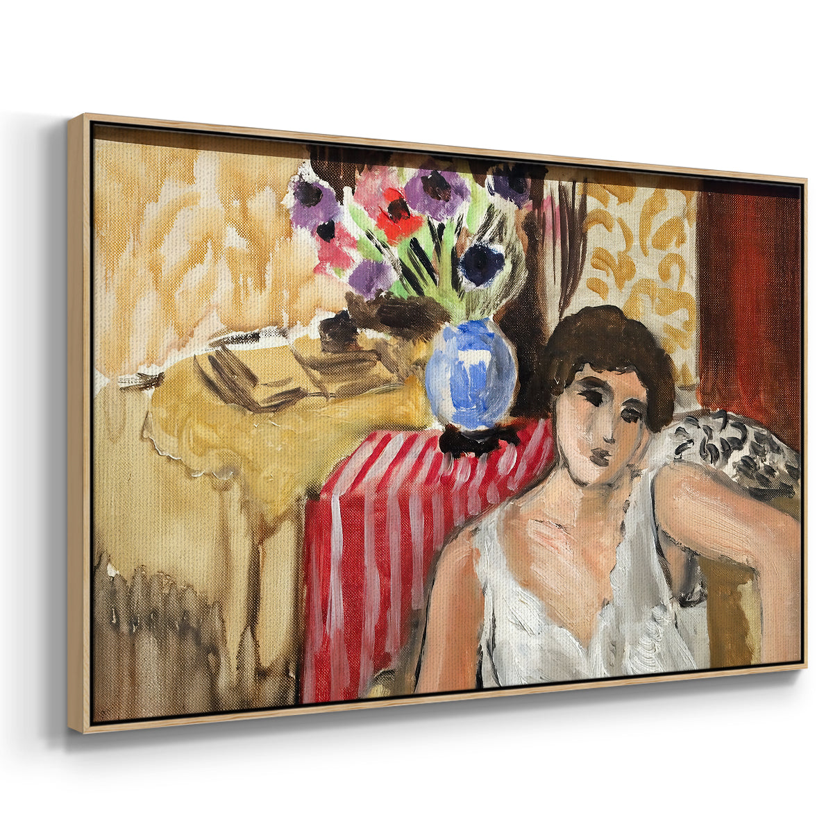 Woman Seated in an Armchair, c. 1920 - Floater Framed Canvas Print