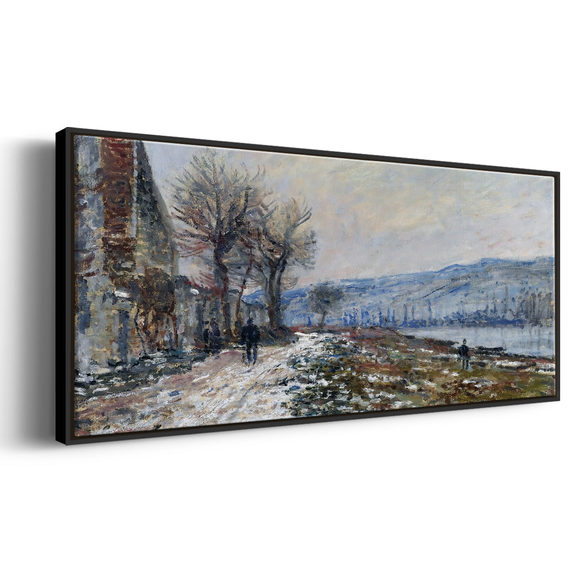 The Seine at Lavacourt, Effect of Snow, 1879 - Floater Framed Canvas Print