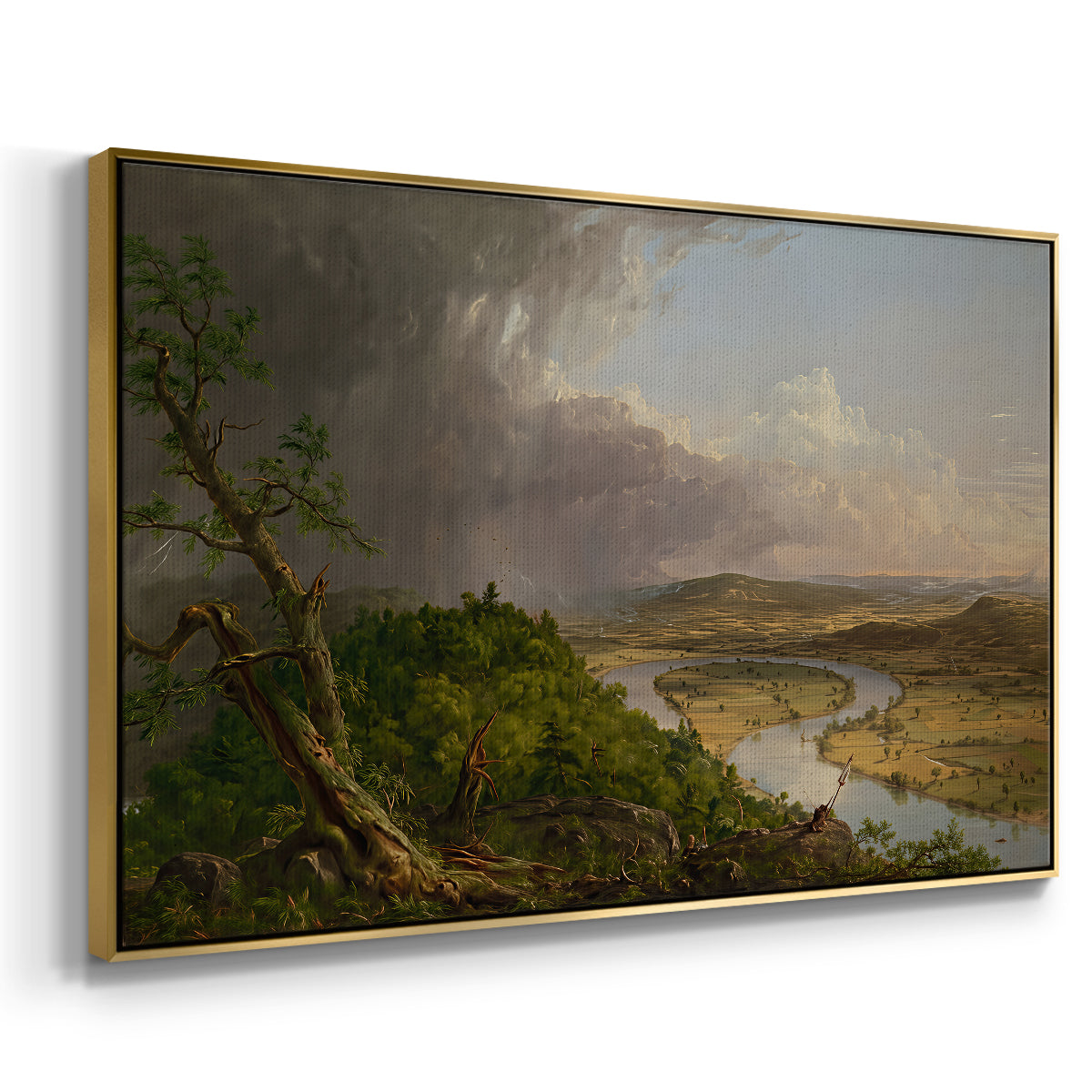 View from Mount Holyoke, Northampton, Massachusetts, after a Thunderstorm (Oxbow), 1836 - Floater Framed Canvas Print