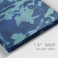 Close-up view of wrapped canvas corner featuring abstract floral shapes.