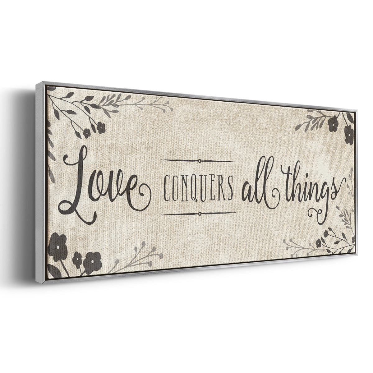 Love Conquers - Floater Framed Canvas Print