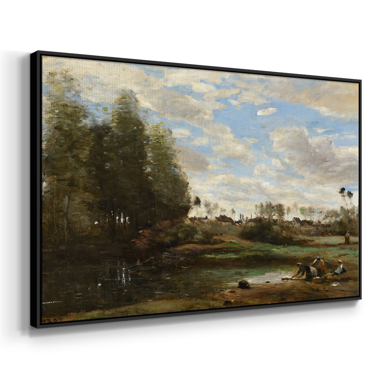 Washerwomen at the Water's Edge, c. 1860-1870 - Floater Framed Canvas Print
