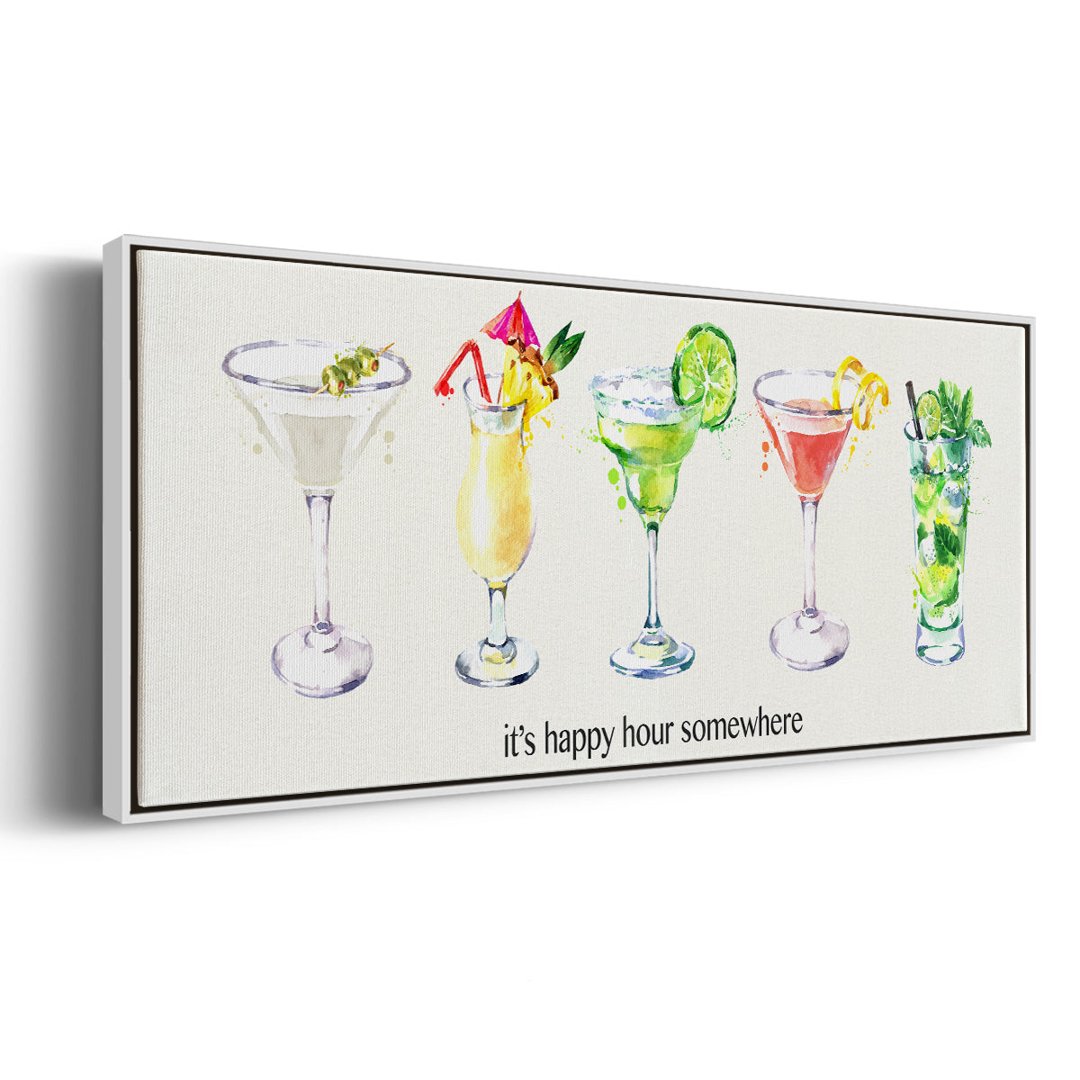 Happy Hour Cocktails - Floater Framed Canvas Print