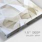 Close-up view of wrapped canvas corner featuring soft abstract meditative color balance.