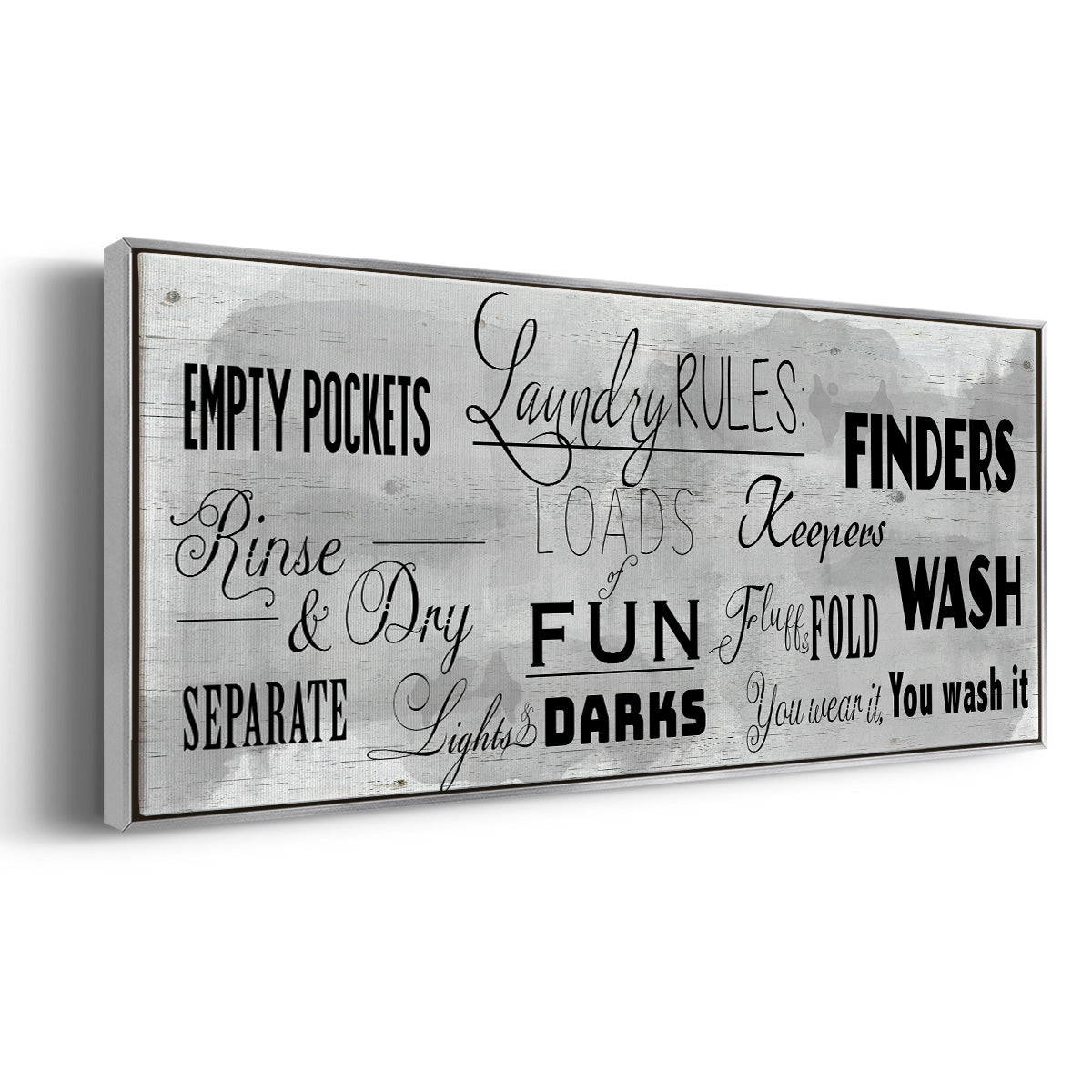 Laundry Rules - Floater Framed Canvas Print
