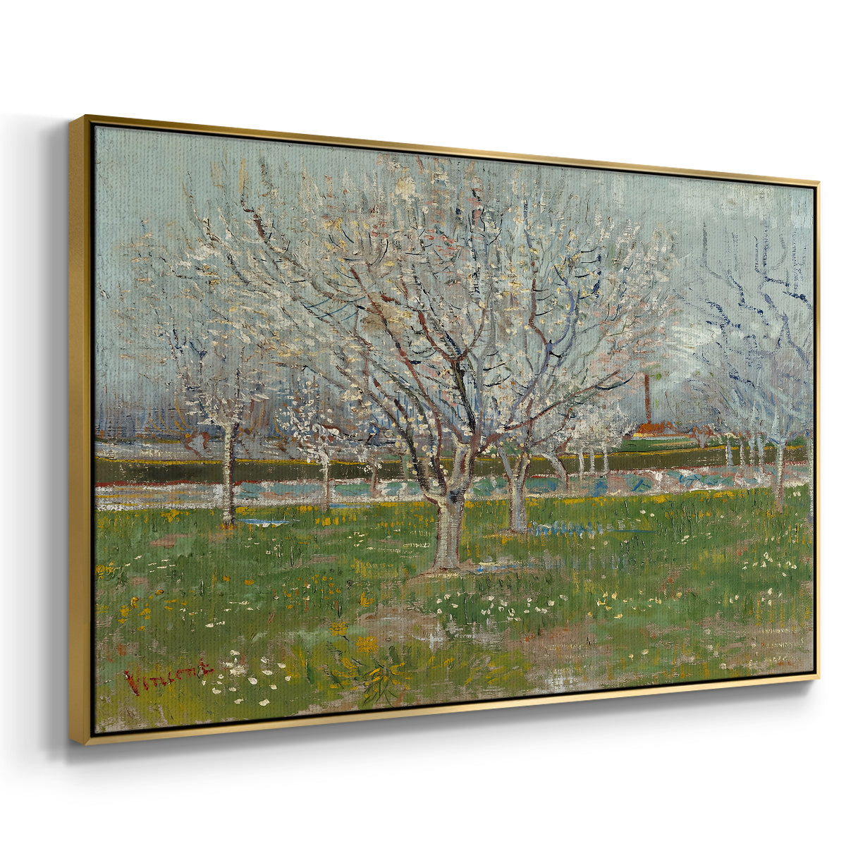 Orchard in Blossom (Plum Trees), 1888 - Floater Framed Canvas Print