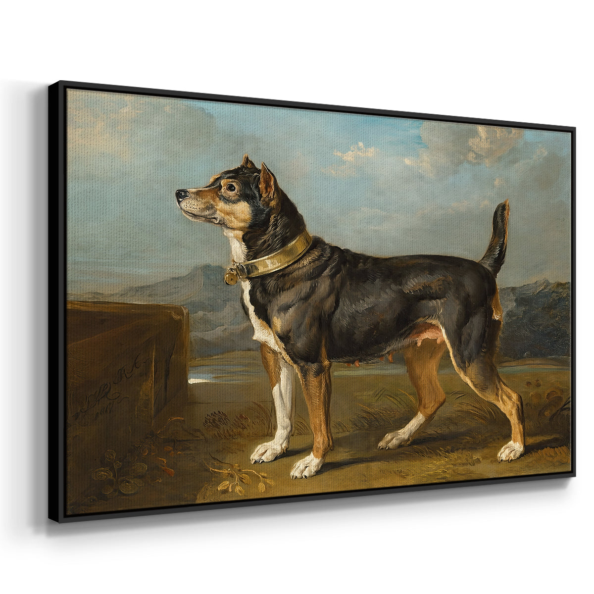 A Terrier in a Landscape, c. 1811 - Floater Framed Canvas Print