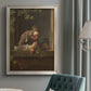 Classical genre painting of a child blowing soap bubbles by Jean-Siméon Chardin in an {frame_style_descriptor} displayed in a neutral interior setting.