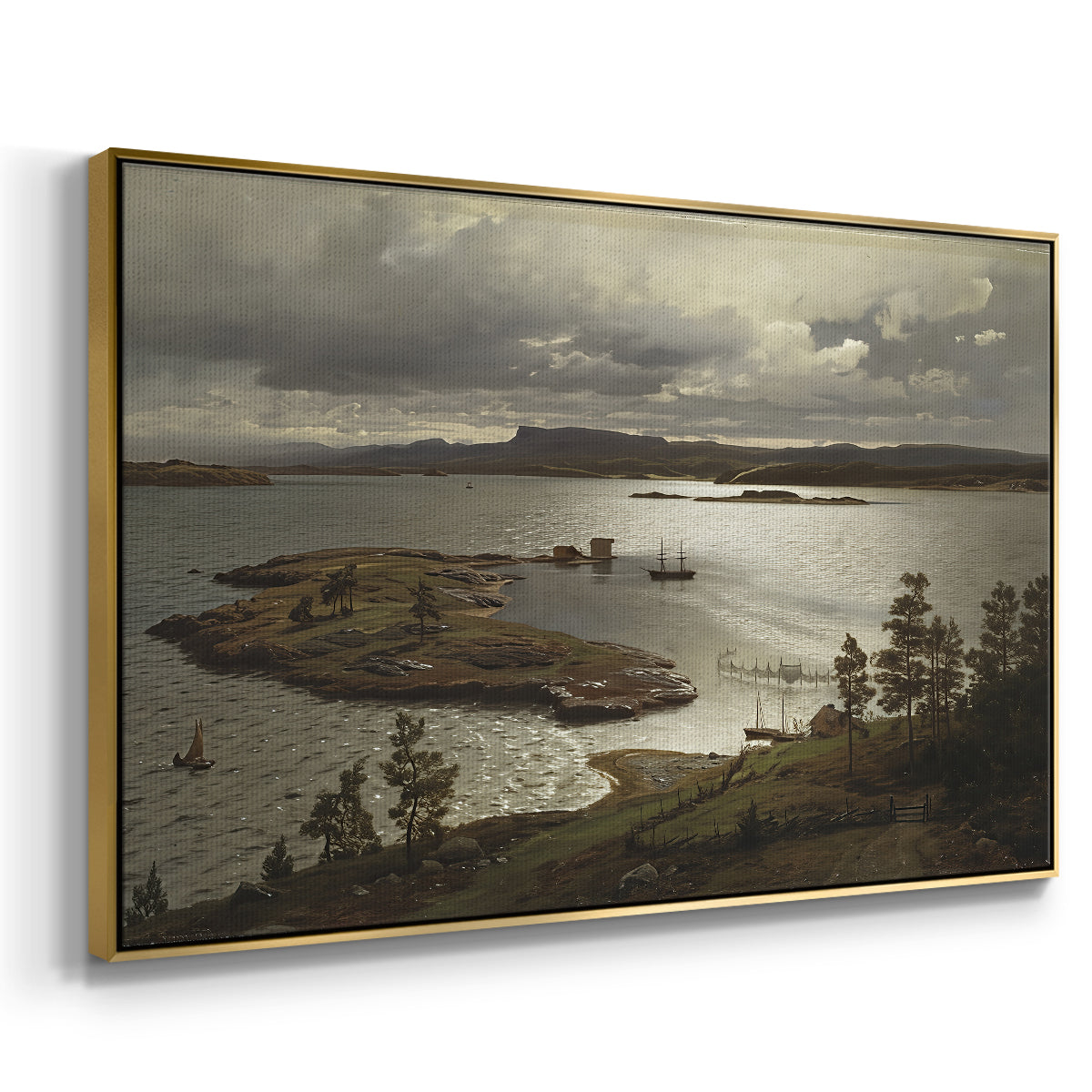 The Fjord at Sandviken (Sandviksfjorden), 1879 - Floater Framed Canvas Print