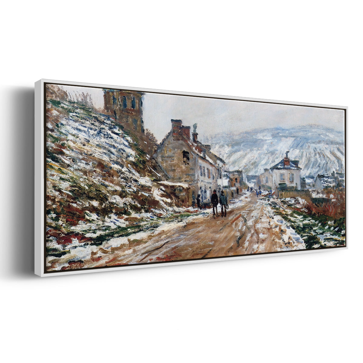 The Road in Vétheuil in Winter, 1879 - Floater Framed Canvas Print