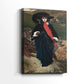 Side view of a canvas art print of a refined portrait with delicate features and smooth tones, showing gallery-wrapped depth.