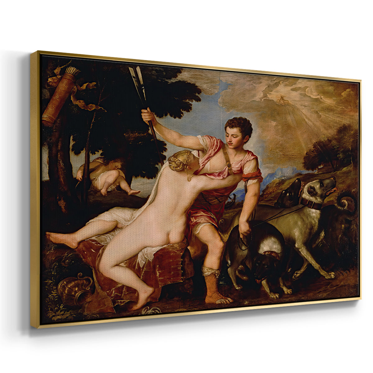 Venus and Adonis, 1554 - Floater Framed Canvas Print