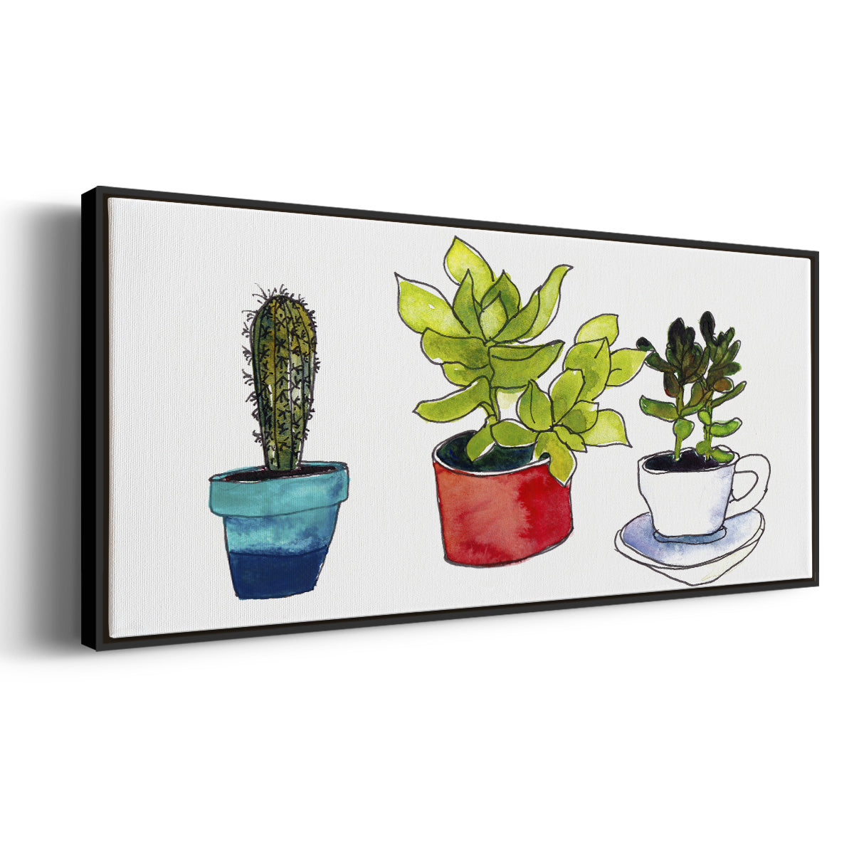 Vibing Succulents II - Floater Framed Canvas Print