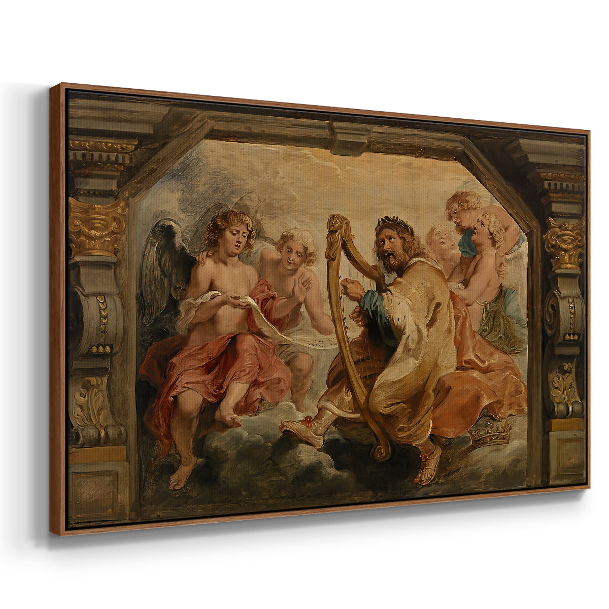 King David Playing the Harp, c. 1627-1628 - Floater Framed Canvas Print