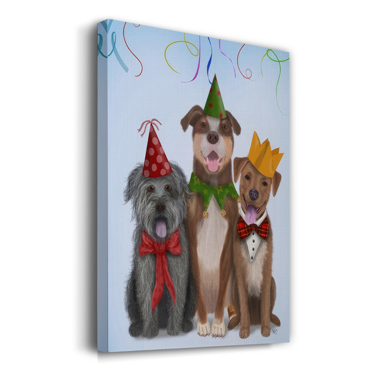 Christmas Party Mutts - Gallery Wrapped Canvas