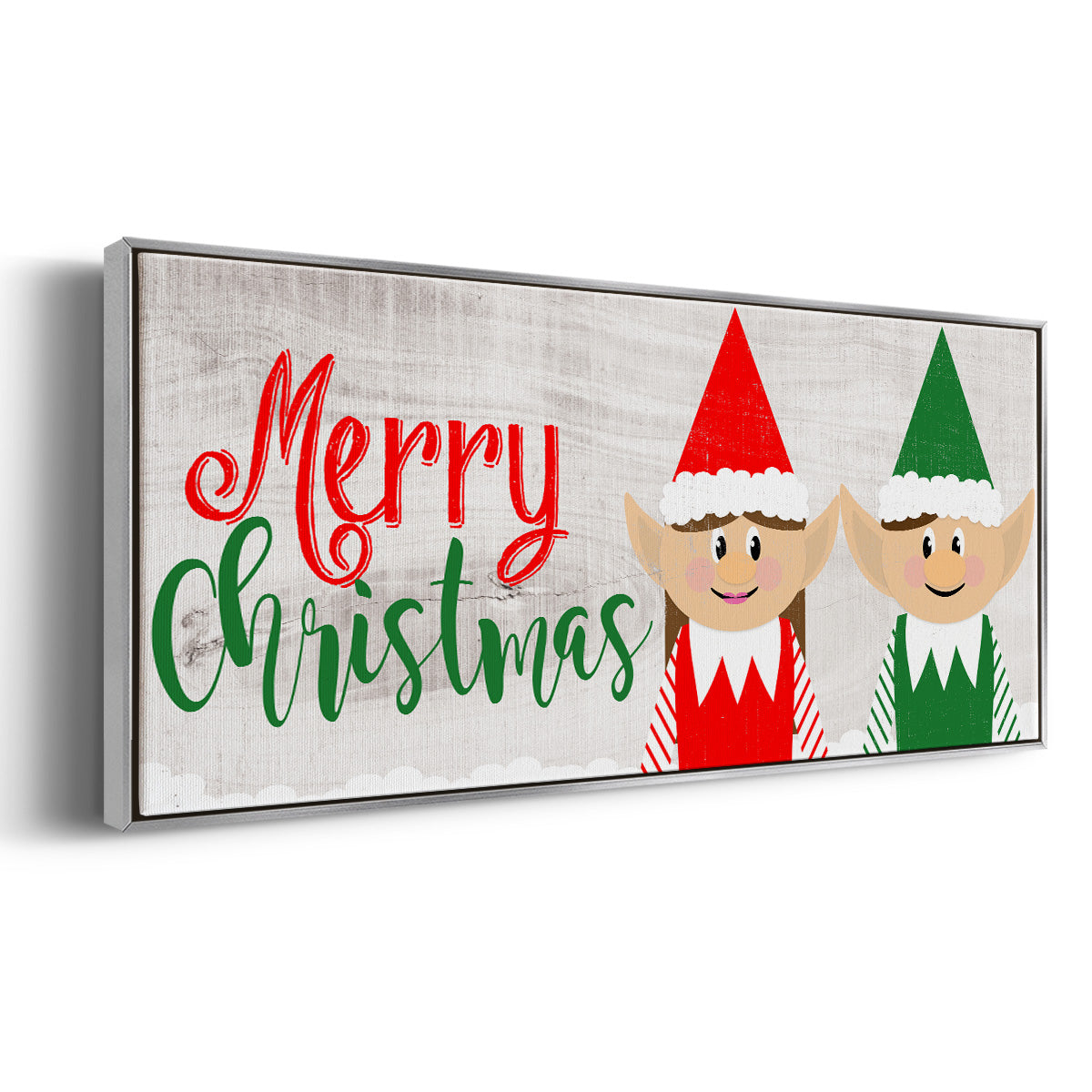 Christmas Elf Couple - Floater Framed Canvas Print