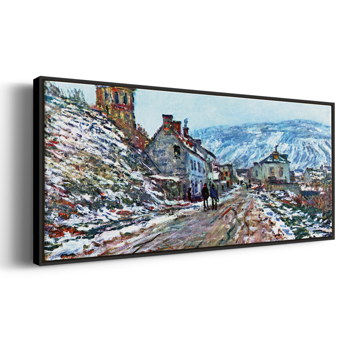 Road to Vétheuil in Winter - Floater Framed Canvas Print