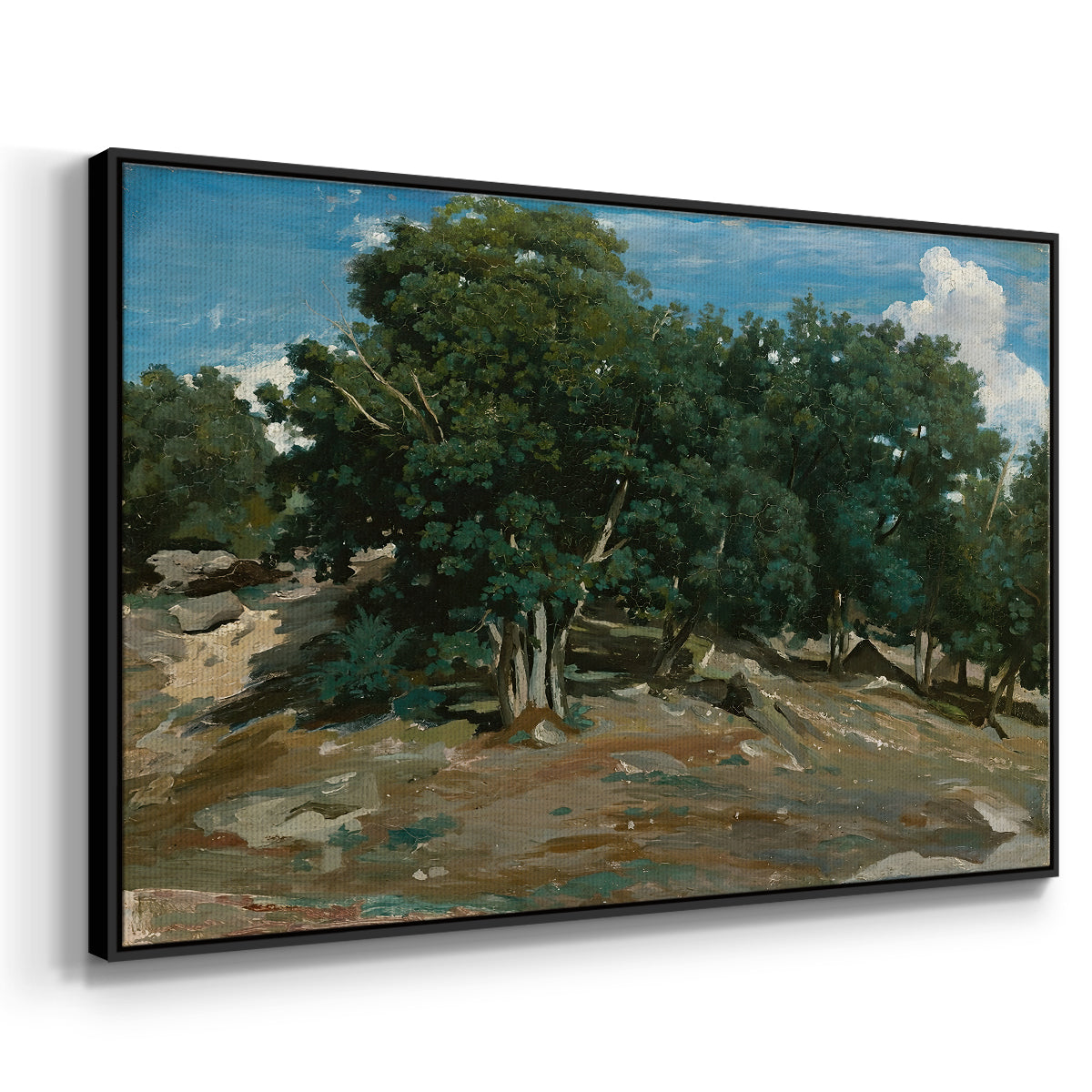 Fontainebleau: Oak Trees at Bas-Bréau, c. 1830-1835 - Floater Framed Canvas Print