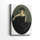 Side view of a canvas art print of a classic portrait with subtle shading and gentle contrast, showing gallery-wrapped depth.